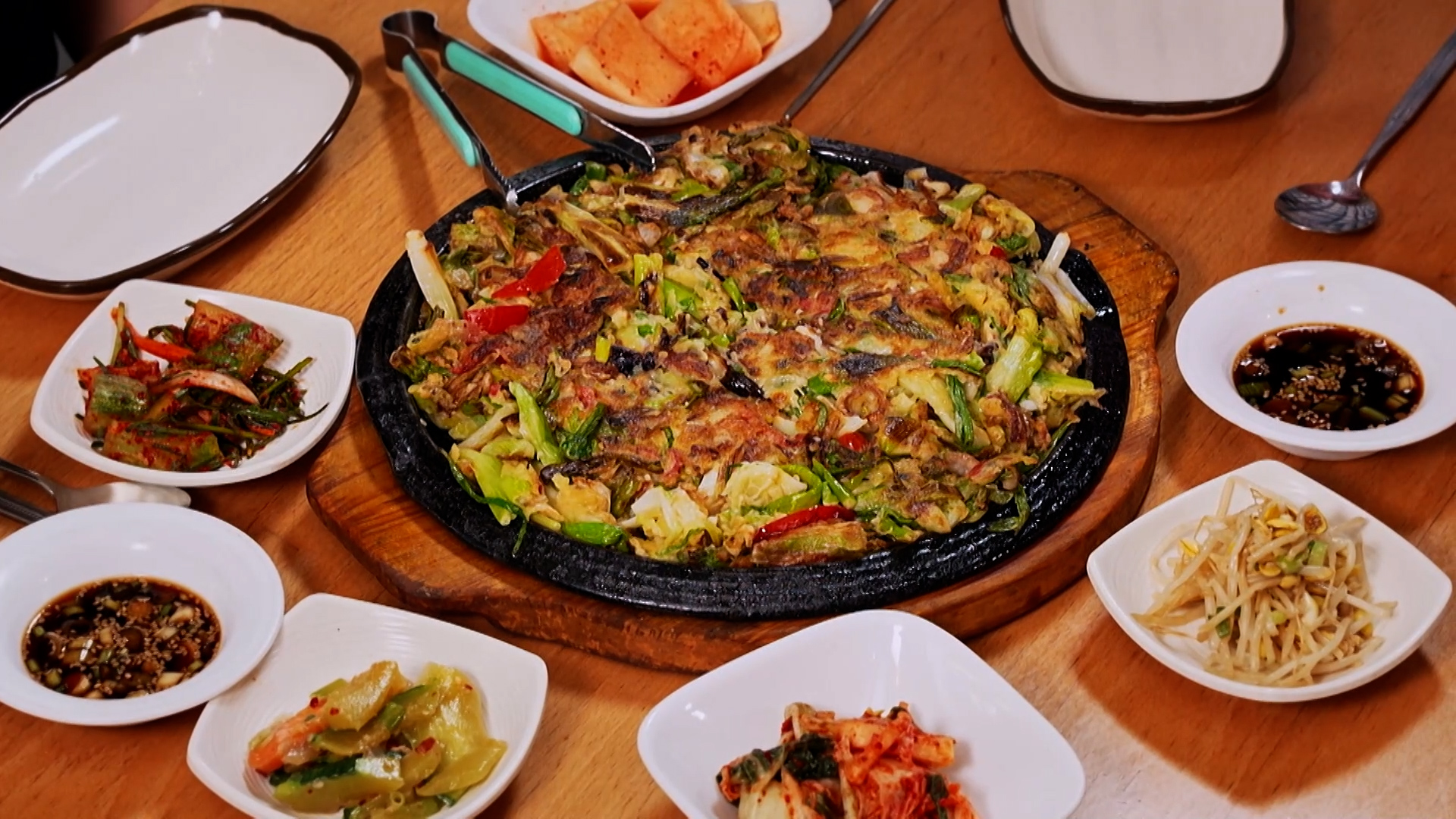 Haemul Pajeon (Seafood Scallion Pancake) Gom Ba Woo Signature Dish